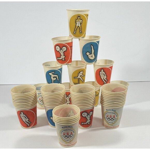 Dixie Other - USA Olympic Team 1980 Dixie Minute Maid Juice Cups Set Of 55 Sports Summer Games